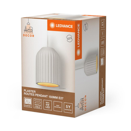 Lampa Sufitowa Wisząca Dekoracyjna E27 Zwis Biały Decor Ledvance