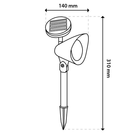 3x Lampa Ogrodowa LED Solarna Wbijana Czarna Kierunkowa OGA Reflektor IP44 6500K LUMILED