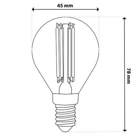 Żarówka LED E14 Kulka P45 2,2W 470lm = 40W 4000K Neutralna 360° Filament KLASA A LUMILED