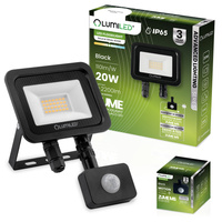 Naświetlacz z Czujnikiem Ruchu LED ZUME 20W 2200lm 4000K IP65 Czarny Advanced Lighting Series LUMILED 