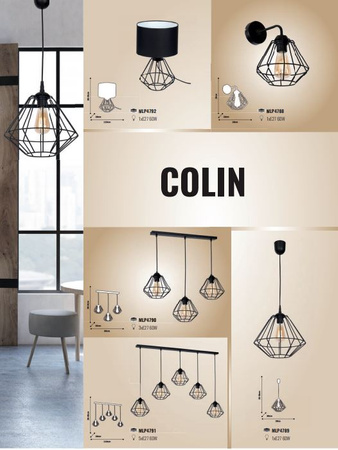 Lampa wisząca COLIN Czarny 3x E27 MILAGRO styl loft industrial metal