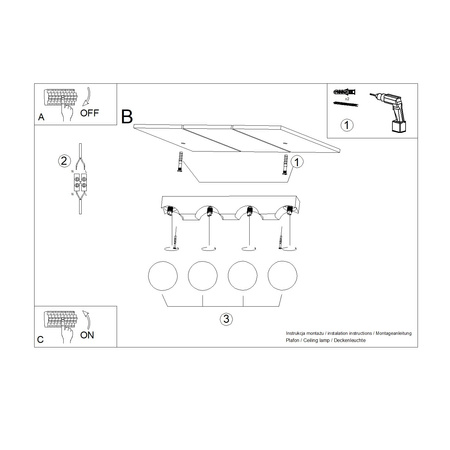 Lampa Sufitowa 4x G9 Naturalne Drewno BULBO Peach Puff SL.1685 Sollux