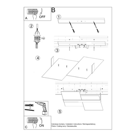 Lampa Sufitowa Kinkiet 2x E27 Prostokątna Chrom Biała Nowoczesna Massimo Sollux