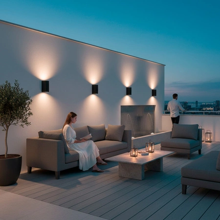 Kinkiet Ogrodowy Elewacyjny Lampa Zewnętrzna 2xGU10 ALLIUM Czarna Kwadrat LUMILED