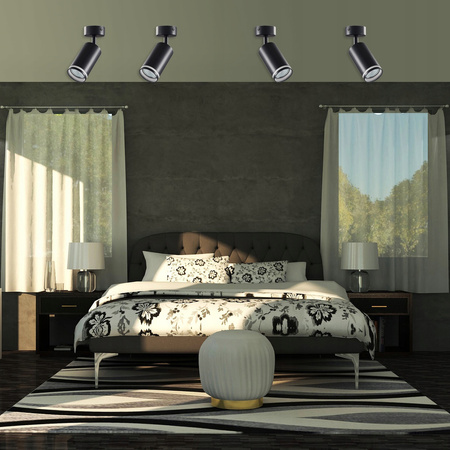 Lampa Ścienna Reflektor Kinkiet Spot GU10 Ruchomy Czarny Ring Masterled