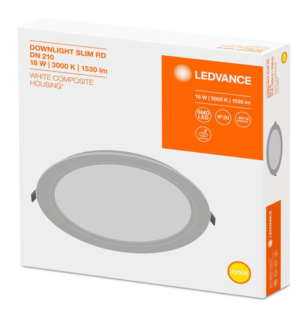 Panel LED Podtynkowy wpuszczany 18W 3000K DOWNLIGHT Slim DN210 LEDVANCE okrągły