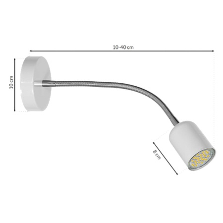 Kinkiet LED MAXI lampa sufitowa ścienna Biała Giętka Metal 1xGU10 styl nowoczesny 40cm MILAGRO