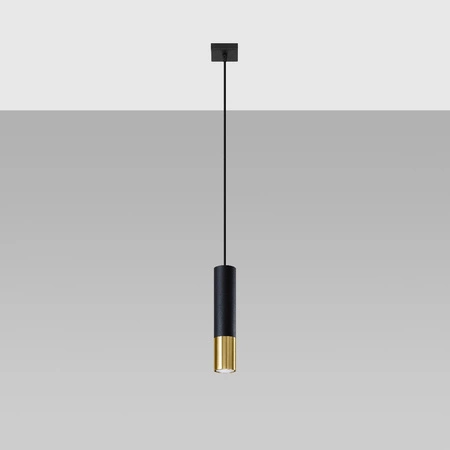 Lampa Sufitowa Oprawa Natynkowa SPOT TUBA GU10 Wisząca Zwis Tubularna Czarna Złota Nowoczesna Loopez Sollux