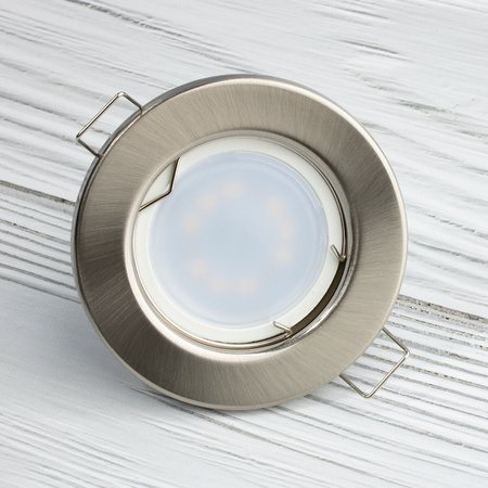 Oprawa HALOGENOWA Podtynkowa Stała Okrągła Satyna Blacha GU10 MR16