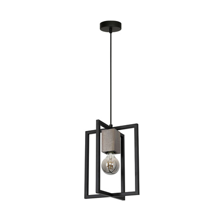 Lampa wisząca Industrialna sufitowa Ralph 1x E27 Czarna Metal + drewno Milagro