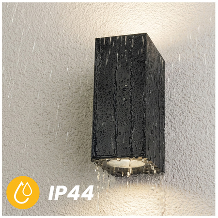 Kinkiet Ogrodowy Elewacyjny Lampa Zewnętrzna 2xGU10 ALLIUM Czarna Kwadrat LUMILED