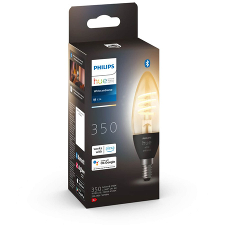 Żarówka LED Świeczka E14 B40 4,6W CCT PHILIPS HUE White & Ambiance Filament Bluetooth Zigbee