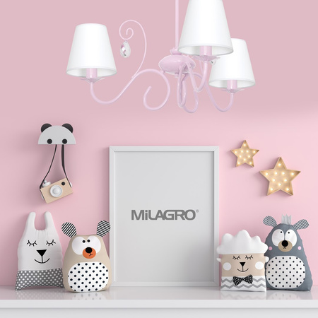 Lampa Sufitowa Żyrandol SARA Różowa 3xE14 Milagro