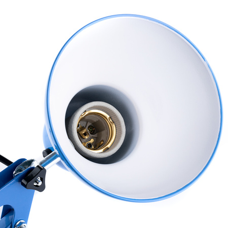 Lampka Biurkowa Kreślarska Stołowa E27 TOBI Niebieska Lumiled + uchwyt na blat