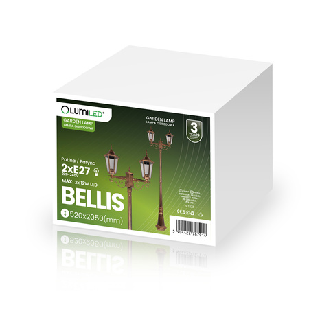 Lampa Ogrodowa Stojąca LED Słupek 2m E27 Latarnia Zewnętrzna Dekoracyjna BELLIS LUMILED