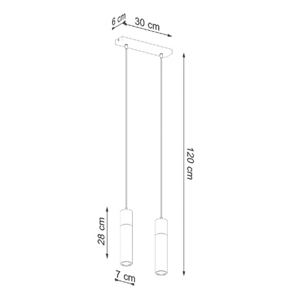 Lampa Sufitowa Oprawa Natynkowa SPOT TUBA 2x GU10 Wisząca Zwis Tubularna Szara Brązowa Industrialna Zane Sollux