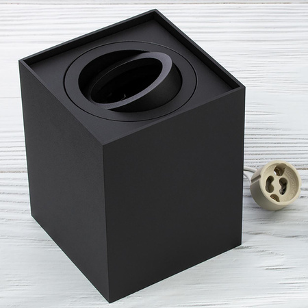 Oprawa Natynkowa HALOGENOWA Spot Tuba Ruchoma GU10 Kwadratowa Czarna 115mm AMAT-L LUMILED