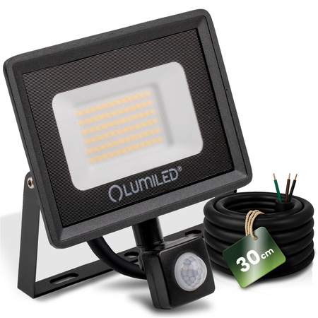 Naświetlacz LED ZONER 50W 5000LM 4000K IP44 Czarny Czujnik Ruchu LUMILED