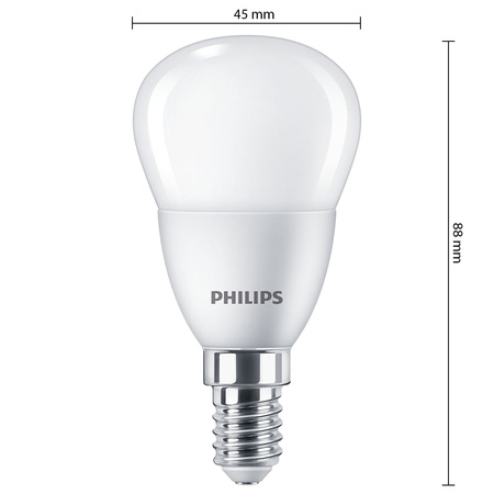6x Żarówka LED E14 Kulka P45 4.9W = 40W 470lm 2700K Ciepła EC Multipack Philips