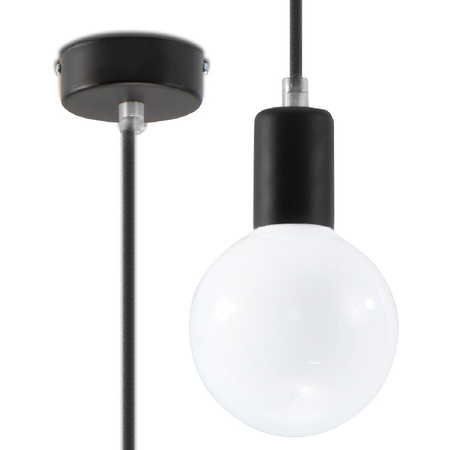 Lampa Sufitowa LED Wisząca EDISON E27 Zwis Czarna SOLLUX