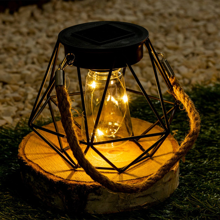 Lampa Solarna Wisząca LED Zewnętrzna Ogrodowa Latarenka 3000K IP44 Czujnik Zmierzchu