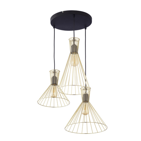 Lampa Sufitowa Wisząca SAHARA Żyrandol Czarno-Złota Nowoczesna 3xE27 3351 TK Lighting