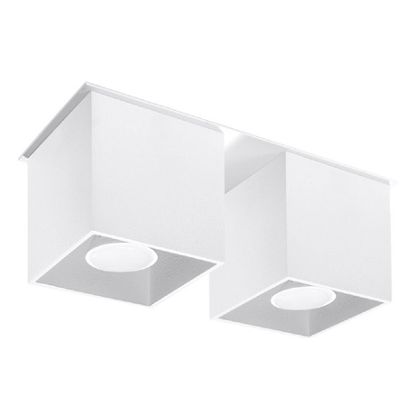Lampa Sufitowa Oprawa Natynkowa 2x GU10 Kwadratowa Biała Nowoczesna Quad Sollux