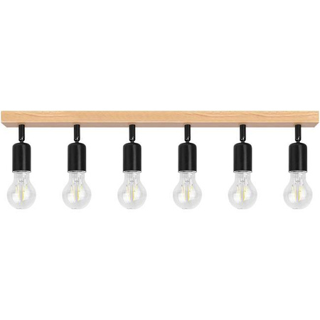 Lampa Sufitowa Spot Tuba Reflektor Oprawa Halogenowa 6x E27 Ruchomy Czarny Brązowy Eos Masterled