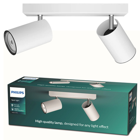 Lampa Sufitowa Reflektor 2x GU10 Biała Kosipo Philips
