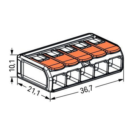 Złączka Instalacyjna Szybkozłączka 221-615 na Przewód 5x0,5-6mm WAGO