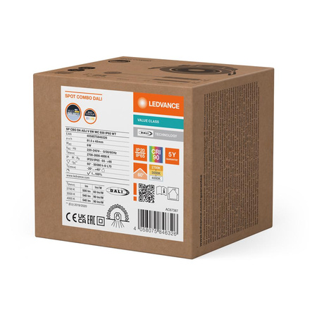 Panel LED Oprawa Podtynkowa Punktowa 6W 540lm CCT Ściemnialna Oczko Spot Biały Dali Adjust Ledvance