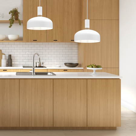 Lampa Wisząca Sufitowa MALMO Biała Drewniana 1xE27 Milagro