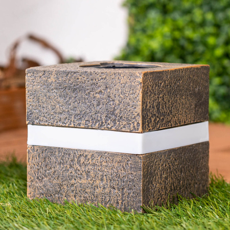 Lampa Solarna LED Zewnętrzna Ogrodowa Stojąca Kamień 3000K IP44 12cm Czujnik Zmierzchu