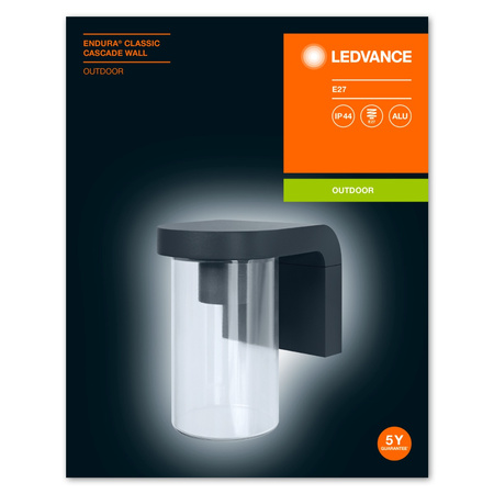 Lampa Ogrodowa Zewnętrzna Kinkiet Elewacyjny LED E27 IP44 Szary Endura Ledvance