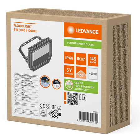 Naświetlacz LED Reflektor Zewnętrzny Lampa 10W 1200lm 4000K IP66 Biały Floodlight Ledvance