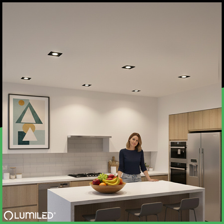 Oprawa Halogenowa Podtynkowa Kwadratowa Ruchoma TRIX 3w1 GU10 6W 4000K Czarny LUMILED