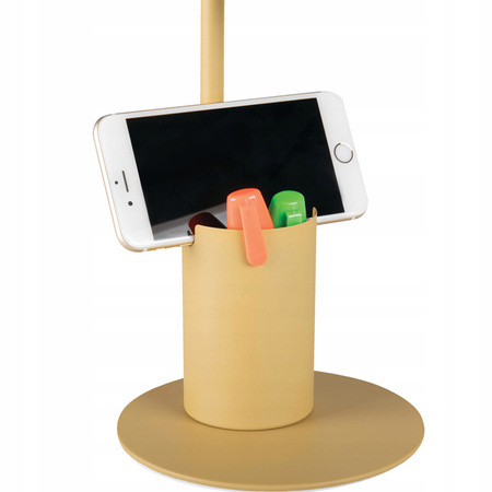 Lampka Biurkowa Stołowa Szkolna Nocna + Organizer Raibo E27 5W Żółta KANLUX