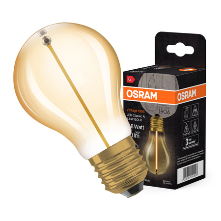 Żarówka LED Dekoracyjna A60 E27 1.8W = 8W 80lm 2700K Ciepła 320° Filament Vintage 1906 Osram