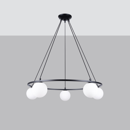 Lampa Sufitowa Wisząca Zwis 5x G9 Żyrandol Geometryczna Czarna Nowoczesna Yoli Sollux