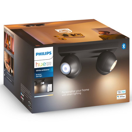 Lampa sufitowa Reflektor LED Spot Buckram Czarny 4x 5W CCT PHILIPS HUE Bluetooth + Przełącznik Dimmer Switch