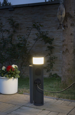 Lampa Ogrodowa Zewnętrzna Stojąca SŁUPEK Elborn EL3113 G9 46,5cm + 2x Gniazdo zasilające Su-Ma