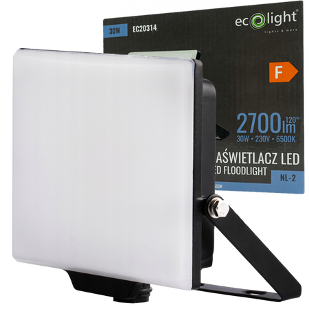 Naświetlacz LED Lampa Reflektor 30W 2700lm 6500K Zimna IP65 NL-2 Ecolight