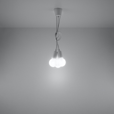 Lampa Sufitowa Wisząca Zwis 3x E27 Nieregularna Biała Nowoczesna Diego Sollux
