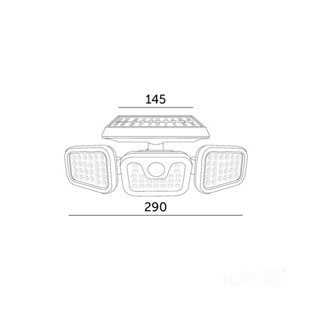 Naświetlacz LED Solarny Zewnętrzny Ogrodowy 1.5W lm 6000K Zimny z Czujnikiem Ruchu i Zmierzchu IP44 Czarny Glow Kobi