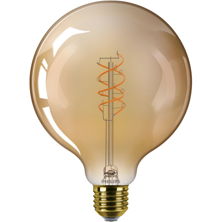 Żarówka LED E27 Kula G125 7.3W = 60W 806lm 2200K Ciepła CRI90 300° FILAMENT Vintage Bursztynowa Ściemnialna Decorative Philips