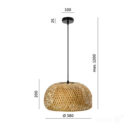Lampa Wisząca Dekoracyjna Zwis Bambusowa E27 Boho Baku Kobi