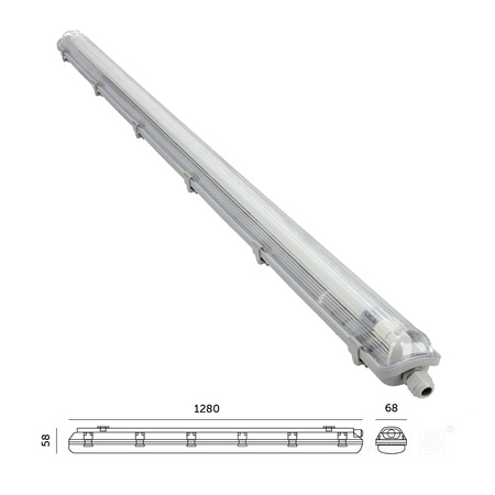 Zestaw Lampa Oprawa Hermetyczna Przemysłowa 1x120cm + Świetlówka LED T8 18W 4000K Neutralna IP65 Kobi
