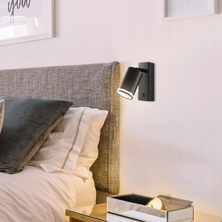 Lampa ścienna Kinkiet GU10 RING z włącznikiem czarny