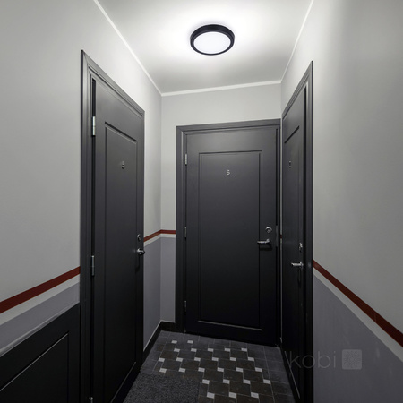 Plafon LED Łazienkowy Sufitowy Natynkowy 18W 1710lm 4000K 120° z Czujnikiem Ruchu i Zmierzchu Czarny IP65 Nairos Kobi