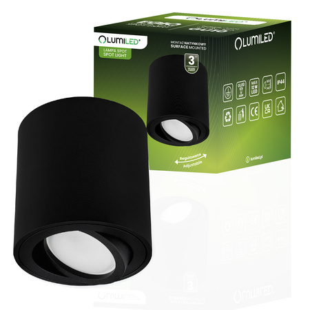 Oprawa Natynkowa HALOGENOWA Spot Tuba Regulowana EGIO GU10 LUMILED Okrągła Czarna 83mm